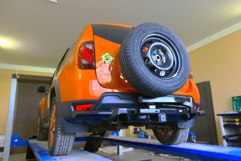 78 329 р. Бампер силовой задний РИФ  Renault Duster  HS (2015-2021) рестайлинг (С квадратом под фаркоп, калиткой и подсветкой номера)  с доставкой в г. Чебоксары. Увеличить фотографию 4
