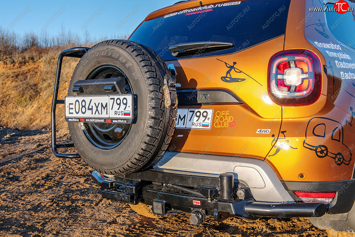 64 679 р. Бампер силовой задний РИФ  Renault Duster  HM (2021-2024) рестайлинг (С квадратом под фаркоп, калиткой и подсветкой номера)  с доставкой в г. Чебоксары