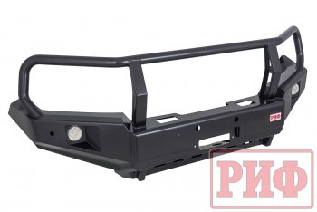 Бампер передний силовой РИФ Toyota Land Cruiser  200 (2007-2015) дорестайлинг, 1-ый рестайлинг (С дополнительными фарами, защитной дугой и защитой бачка омывателя)