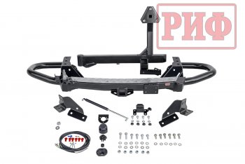 81 649 р. Бампер силовой задний РИФ  Toyota Fortuner  AN160 (2015-2020) дорестайлинг (С квадратом под фаркоп, калиткой и подсветкой номера)  с доставкой в г. Чебоксары. Увеличить фотографию 2