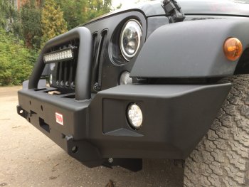 62 389 р. Бампер силовой передний РИФ  Jeep Wrangler  JK (2006-2010) 3 дв. дорестайлинг (с доп. фарами и центральной защитной дугой)  с доставкой в г. Чебоксары. Увеличить фотографию 6