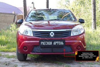 2 439 р. Защитная сетка решетки переднего бампера Русская Артель  Renault Sandero  (BS) (2009-2014) (Поверхность текстурная)  с доставкой в г. Чебоксары. Увеличить фотографию 3