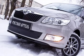 Комплект защиты (сетка и зимняя заглушка) в передний бампер Русская Артель Skoda Fabia  Mk2 (2010-2014) универсал рестайлинг, хэтчбэк рестайлинг (Поверхность текстурная)