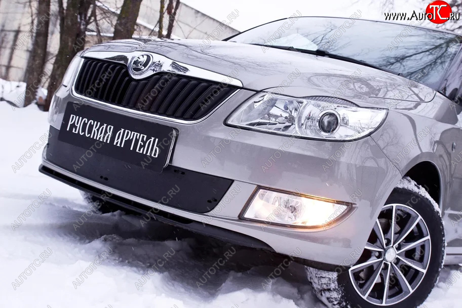 3 369 р. Комплект защиты (сетка и зимняя заглушка) в передний бампер Русская Артель  Skoda Fabia  Mk2 (2010-2014) универсал рестайлинг, хэтчбэк рестайлинг (Поверхность текстурная)  с доставкой в г. Чебоксары