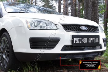 3 019 р. Защитная сетка решетки переднего бампера Русская Артель  Ford Focus  2 (2004-2008)  седан дорестайлинг, универсал дорестайлинг, хэтчбэк 3 дв. дорестайлинг, хэтчбэк 5 дв. дорестайлинг (Поверхность текстурная)  с доставкой в г. Чебоксары. Увеличить фотографию 2