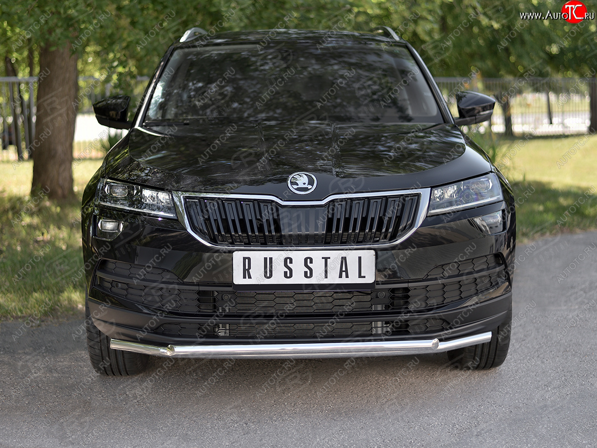 18 999 р. Защита переднего бампера (2 трубы Ø42 мм, нержавейка) SLITKOFF  Skoda Karoq  NU7 (2017-2021) дорестайлинг  с доставкой в г. Чебоксары