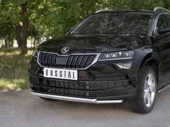 18 999 р. Защита переднего бампера (2 трубы Ø42 мм, нержавейка) SLITKOFF  Skoda Karoq  NU7 (2017-2021) дорестайлинг  с доставкой в г. Чебоксары. Увеличить фотографию 2