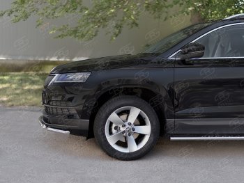 18 999 р. Защита переднего бампера (2 трубы Ø42 мм, нержавейка) SLITKOFF  Skoda Karoq  NU7 (2017-2021) дорестайлинг  с доставкой в г. Чебоксары. Увеличить фотографию 4