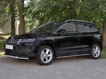 18 999 р. Защита переднего бампера (2 трубы Ø42 мм, нержавейка) SLITKOFF  Skoda Karoq  NU7 (2017-2021) дорестайлинг  с доставкой в г. Чебоксары. Увеличить фотографию 3