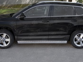 Пороги SLITKOFF d42 с листом Skoda Karoq  NU7 (2017-2025) дорестайлинг, рестайлинг (лист алюминий, труба сталь)
