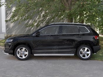 22 999 р. Пороги SLITKOFF d42 с листом  Skoda Karoq  NU7 (2017-2025) дорестайлинг, рестайлинг (лист алюминий, труба сталь)  с доставкой в г. Чебоксары. Увеличить фотографию 3