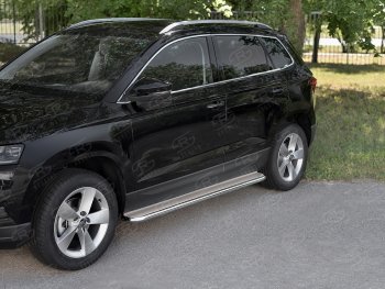 35 549 р. Пороги SLITKOFF d42 с листом  Skoda Karoq  NU7 (2017-2025) дорестайлинг, рестайлинг (лист нержавейка, труба нержавейка)  с доставкой в г. Чебоксары. Увеличить фотографию 2