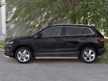 35 549 р. Пороги SLITKOFF d42 с листом  Skoda Karoq  NU7 (2017-2025) дорестайлинг, рестайлинг (лист нержавейка, труба нержавейка)  с доставкой в г. Чебоксары. Увеличить фотографию 3