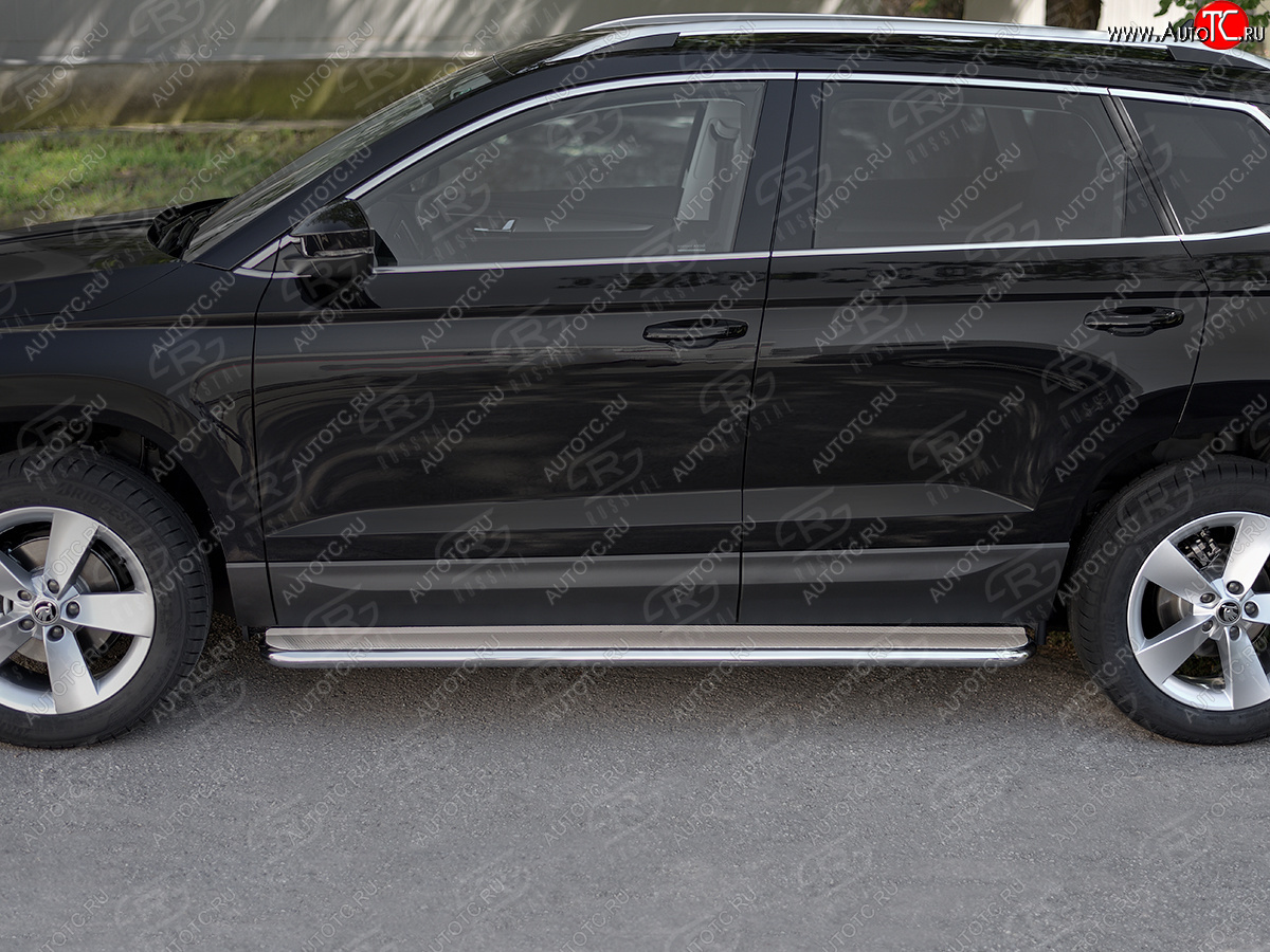 35 549 р. Пороги SLITKOFF d42 с листом  Skoda Karoq  NU7 (2017-2025) дорестайлинг, рестайлинг (лист нержавейка, труба нержавейка)  с доставкой в г. Чебоксары