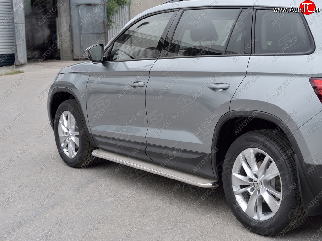 35 549 р. Широкая защита порогов из трубы диаметром 42 мм SLITKOFF v3  Skoda Kodiaq  NU7 (2017-2021) дорестайлинг  с доставкой в г. Чебоксары
