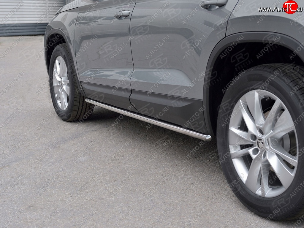 17 999 р. Защита порогов SLITKOFF из круглой трубы диаметром 42 мм v3  Skoda Kodiaq  NU7 (2017-2021) дорестайлинг  с доставкой в г. Чебоксары