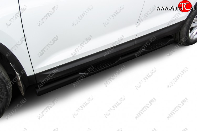 12 999 р. Защита порогов Slitkoff (Ø 76 мм, с проступями)  Skoda Kodiaq  NU7 (2017-2021) дорестайлинг (Сталь с полимерным покрытием. Цвет: черный)  с доставкой в г. Чебоксары