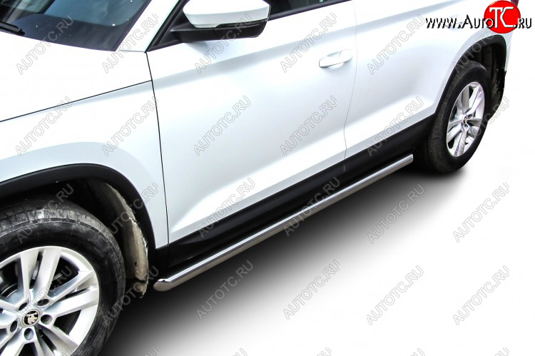 15 849 р. Защита порогов Slitkoff (Ø 57 мм, труба)  Skoda Kodiaq  NU7 (2017-2021) дорестайлинг (Нержавеющая сталь)  с доставкой в г. Чебоксары