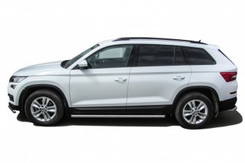 15 849 р. Защита порогов Slitkoff (Ø 57 мм, труба)  Skoda Kodiaq  NU7 (2017-2021) дорестайлинг (Нержавеющая сталь)  с доставкой в г. Чебоксары. Увеличить фотографию 3