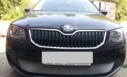 1 599 р. Сетка (для комплектации Active) на бампер Russtal (хром) Skoda Octavia A7 дорестайлинг лифтбэк (2012-2017)  с доставкой в г. Чебоксары. Увеличить фотографию 3