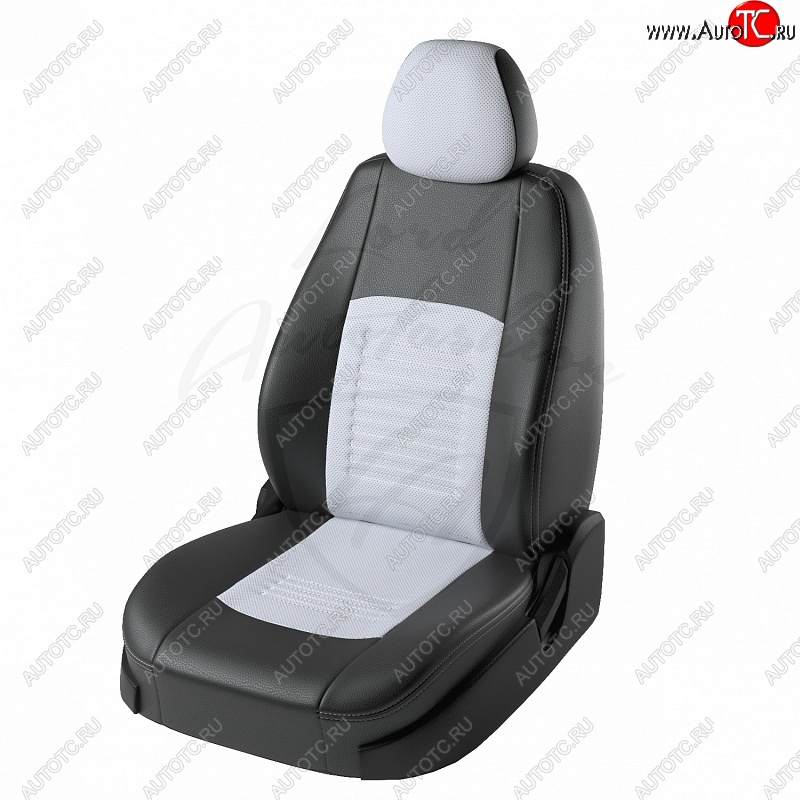6 799 р. Чехлы для сидений (к-я Elegance, с подлокотником) Lord Autofashion Турин (экокожа) Skoda Octavia A7 дорестайлинг универсал (2012-2017) (Чёрный, вставка белая)  с доставкой в г. Чебоксары