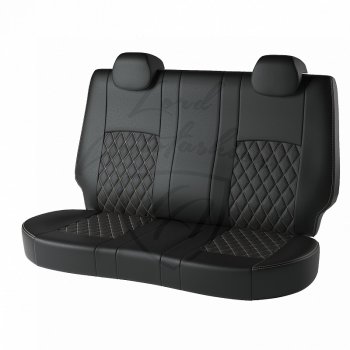 7 199 р. Чехлы для сидений (к-я Elegance с подлокотником) Lord Autofashion Турин Ромб (экокожа) Skoda Octavia A7 дорестайлинг универсал (2012-2017) (Чёрный, вставка чёрная, строчка бежевая)  с доставкой в г. Чебоксары. Увеличить фотографию 2