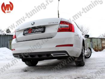 2 399 р. Накладка бампера (диффузор) MV-Tuning Skoda Octavia A7 дорестайлинг лифтбэк (2012-2017) (Глянец, Неокрашенная)  с доставкой в г. Чебоксары. Увеличить фотографию 2
