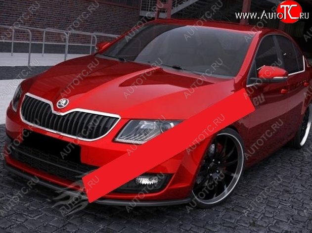 5 649 р. Накладка на передний бампер СТ Skoda Octavia A7 дорестайлинг лифтбэк (2012-2017) (Неокрашенная)  с доставкой в г. Чебоксары