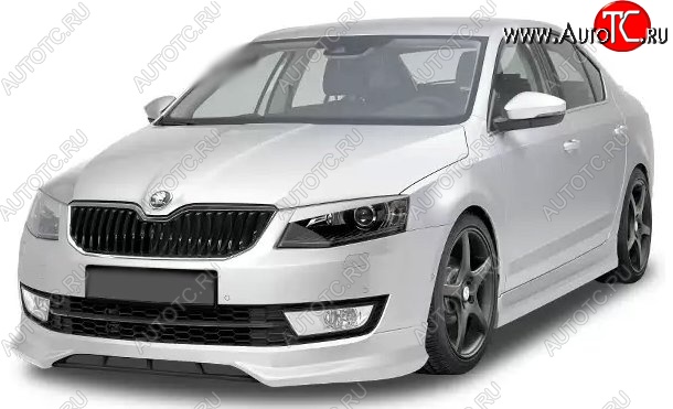 5 999 р. Накладка на передний бампер CT Skoda Octavia A7 дорестайлинг лифтбэк (2012-2017) (Неокрашенная)  с доставкой в г. Чебоксары