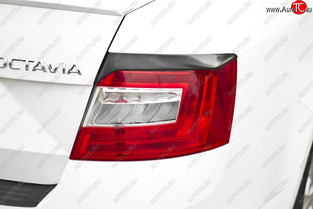 1 059 р. Реснички на фонари RA Skoda Octavia A7 дорестайлинг лифтбэк (2012-2017) (Неокрашенные)  с доставкой в г. Чебоксары