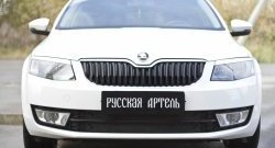 1 219 р. Зимняя заглушка решетки переднего бампера РА Skoda Octavia A7 дорестайлинг лифтбэк (2012-2017)  с доставкой в г. Чебоксары. Увеличить фотографию 2
