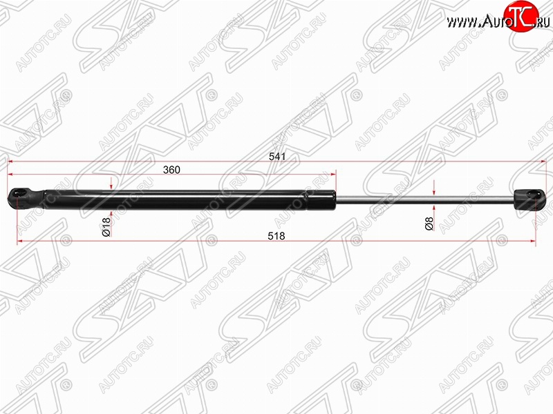 699 р. Газовый упор крышки багажника SAT  Skoda Rapid ( NH3,  NH1) (2012-2020) дорестайлинг лифтбэк, хэтчбэк дорестайлинг, хэтчбэк рестайлинг, рестайлинг лифтбэк  с доставкой в г. Чебоксары