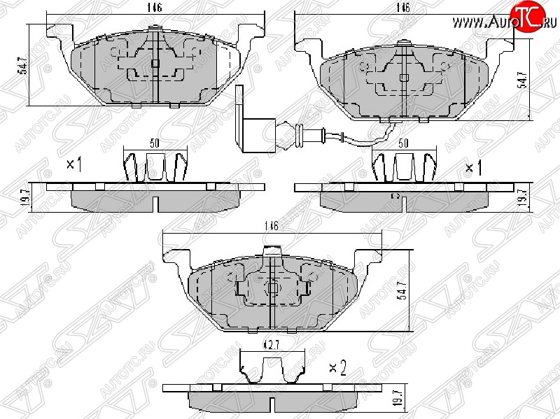 929 р. Колодки тормозные SAT (передние) Skoda Yeti (2009-2013)  с доставкой в г. Чебоксары