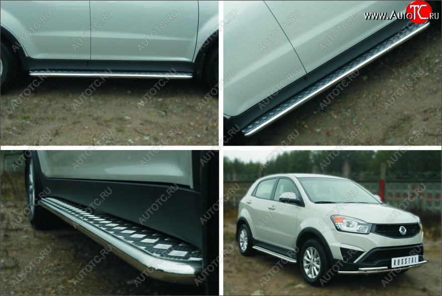 22 999 р. Пороги SLITKOFF d42 с листом  SSANGYONG Actyon (2013-2021) рестайлинг (лист алюминий, труба сталь)  с доставкой в г. Чебоксары