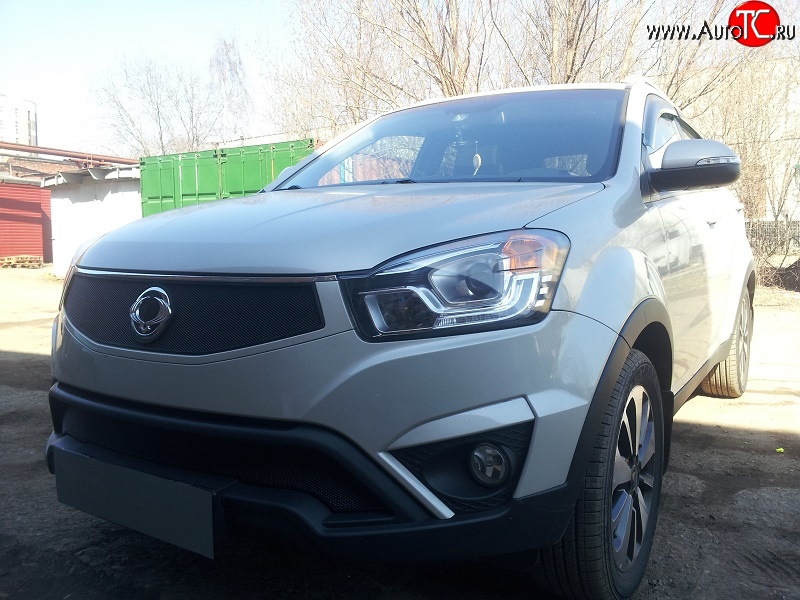 1 469 р. Сетка в решетку радиатора Russtal SSANGYONG Actyon рестайлинг (2013-2021) (черная)  с доставкой в г. Чебоксары