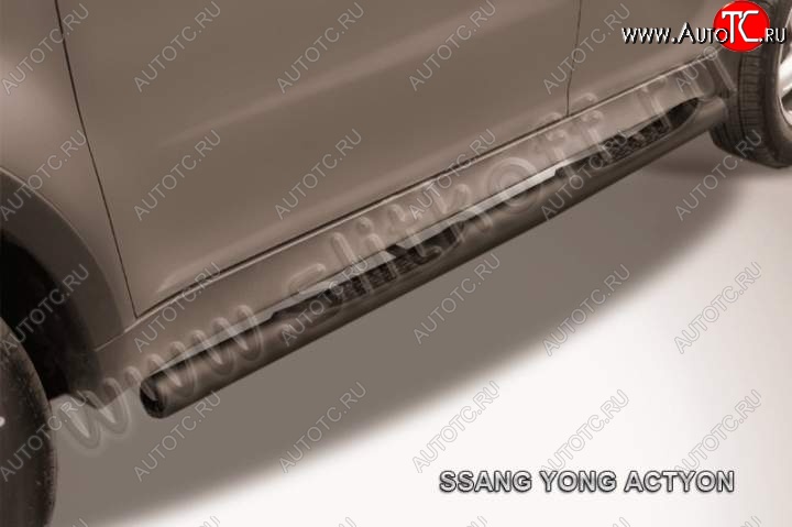 12 399 р. Защита порогов Slitkoff SSANGYONG Actyon дорестайлинг (2010-2013) (Цвет: серебристый)  с доставкой в г. Чебоксары