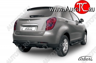 6 029 р. Защита заднего бампера Arbori (черная, 2 трубы d57 и 42 mm) SSANGYONG Actyon дорестайлинг (2010-2013)  с доставкой в г. Чебоксары
