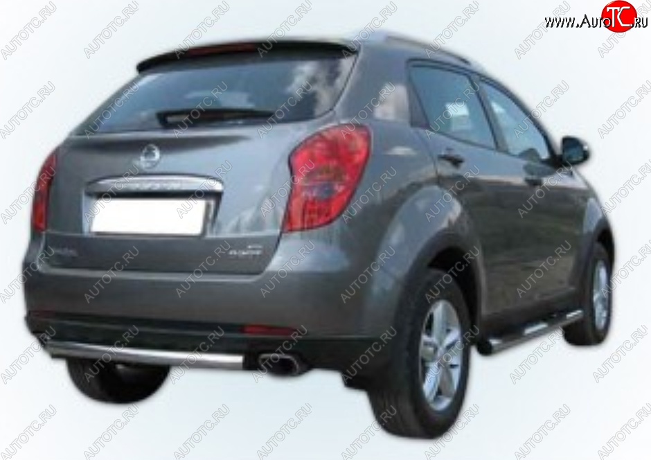 6 849 р. Одинарная защита заднего бампера Slitkoff 57мм короткая  SSANGYONG Actyon (2010-2013) дорестайлинг (Цвет: нержавеющая полированная сталь)  с доставкой в г. Чебоксары