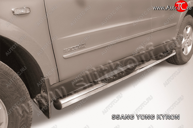 17 699 р. Защита порогов Slitkoff (Ø76 мм, с проступями)  SSANGYONG Kyron (2007-2016) рестайлинг (полированная нержавейка)  с доставкой в г. Чебоксары