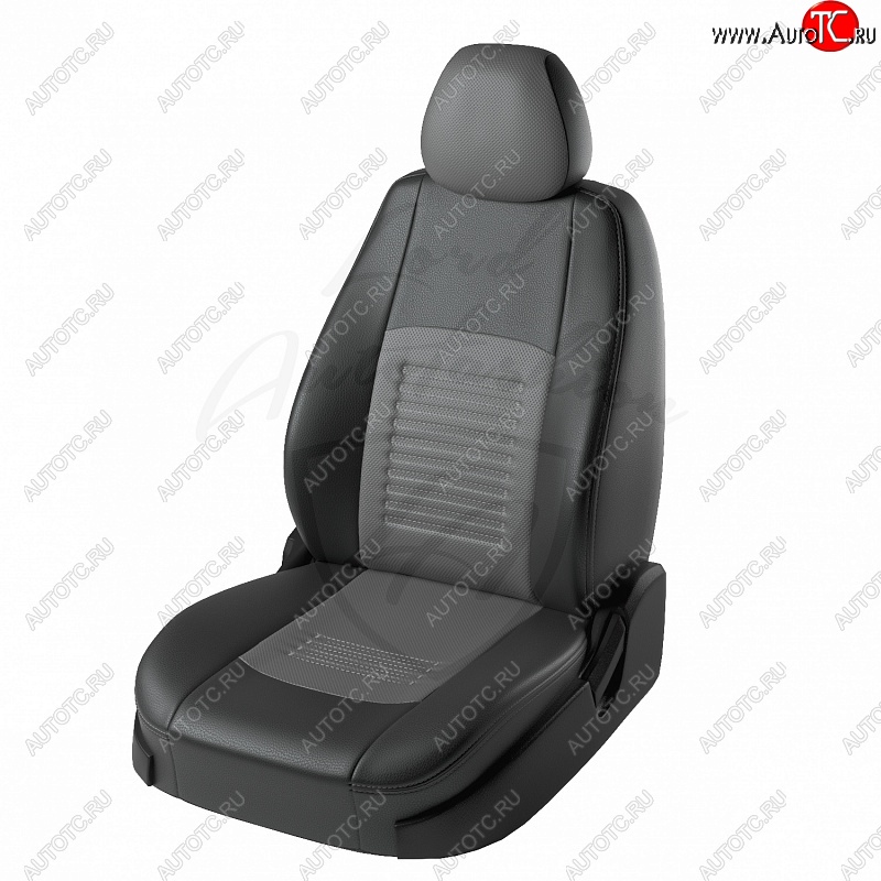 6 799 р. Чехлы для сидений Lord Autofashion Турин (экокожа) SSANGYONG Rexton Y290 (2012-2017) (Чёрный, вставка серая)  с доставкой в г. Чебоксары