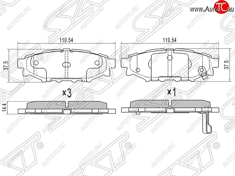 619 р. Колодки тормозные SAT (задние) Subaru XV GP/G33 дорестайлинг (2012-2016)  с доставкой в г. Чебоксары