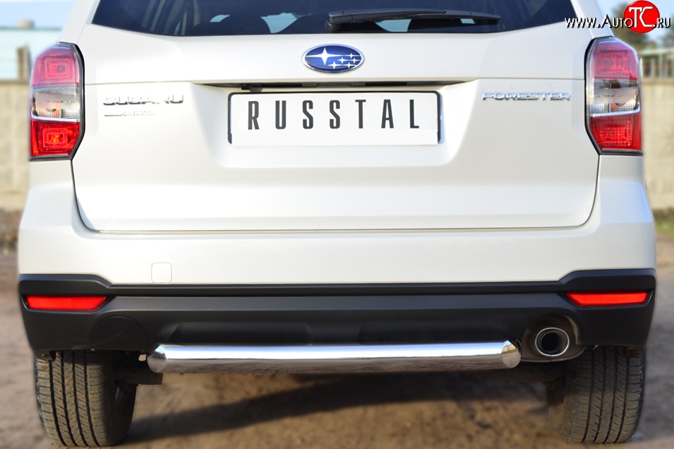 15 999 р. Одинарная защита заднего бампера из трубы диаметром 76 мм SLITKOFF  Subaru Forester  SJ (2012-2016) дорестайлинг  с доставкой в г. Чебоксары