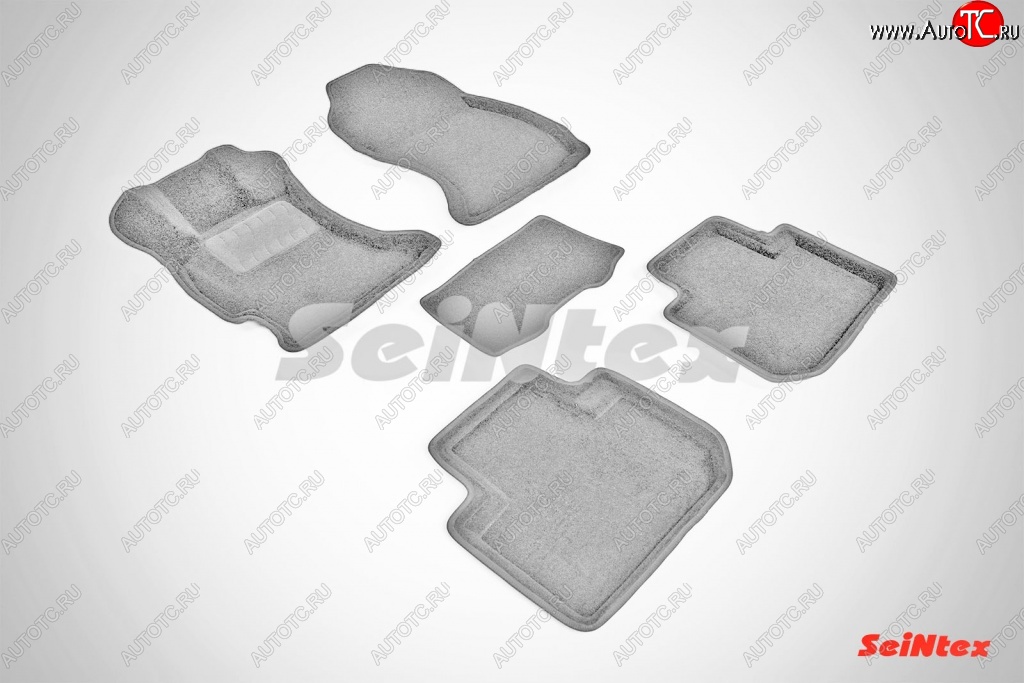7 649 р. Износостойкие коврики в салон SeiNtex Premium 3D 4 шт. (ворсовые, серые) Subaru Forester SJ дорестайлинг (2012-2016)  с доставкой в г. Чебоксары