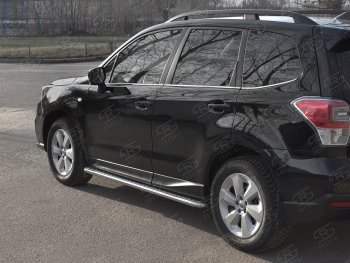 Пороги SLITKOFF d42 с листом Subaru Forester  SJ (2016-2019) рестайлинг (лист алюминий, труба сталь)
