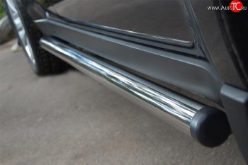Защита порогов на SLITKOFF (труба D63 мм) Subaru Forester  SH (2008-2013) (Защита порогов с загрушками на торцах (вариант 2))