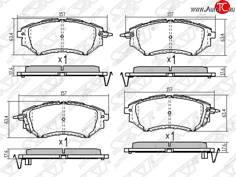 1 169 р. Колодки тормозные SAT (передние) Subaru Outback BP дорестайлинг универсал (2003-2006)  с доставкой в г. Чебоксары
