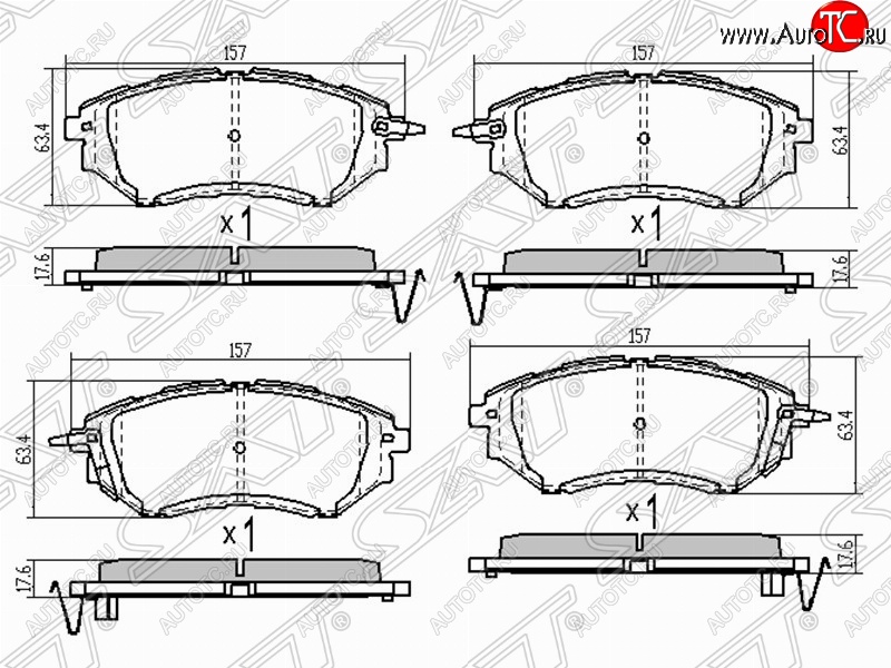 1 169 р. Колодки тормозные (передние) SAT Subaru Outback BP дорестайлинг универсал (2003-2006)  с доставкой в г. Чебоксары