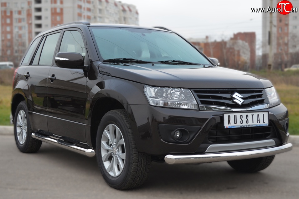 15 999 р. Одинарная защита переднего бампера диаметром 76 мм (5 дв.) SLITKOFF  Suzuki Grand Vitara ( JT 5 дверей,  JT) (2012-2016) 2-ой рестайлинг, 3 двери 2-ой рестайлинг  с доставкой в г. Чебоксары