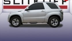 Защита порогов из трубы d76 мм с пластиковыми вставками для ног Slitkoff Suzuki Grand Vitara  JT 3 двери (2005-2008) дорестайлинг