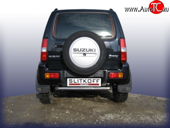 4 749 р. Одинарная защита заднего бампера из трубы диаметром 57 мм Slitkoff  Suzuki Jimny  JB23/JB43 (1998-2001) дорестайлинг (Цвет: нержавеющая полированная сталь)  с доставкой в г. Чебоксары